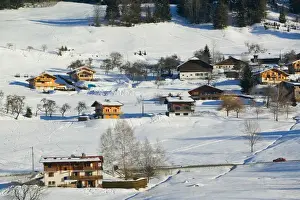 Cabin Prints: FRANCE-French Alps (Haute-Savoie)-PRAIRY: Small Ski Village in Winter- Ski Chateaus