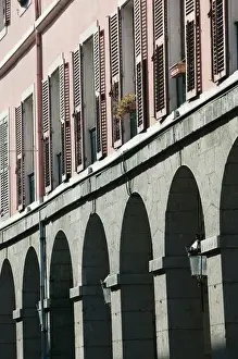 Savoie Prints: FRANCE-French Alps (Savoie)-CHAMBERY: Rue de Boigne - Detail of Street Arcade