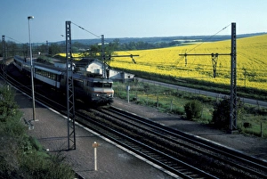 Land Transportation Prints: France. French countryside. High speed train