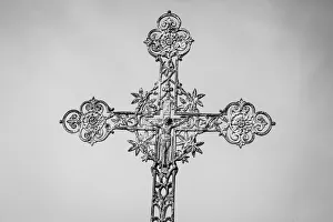 Silver Prints: France, Giverny. Iron cross. Credit as: Wendy Kaveney / Jaynes Gallery / DanitaDelimont