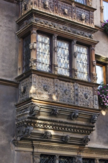 Images Dated 12th October 2010: France, Haut-Rhin, Alsace Region, Alasatian Wine Route, Colmar, Maison des Tetes, detail