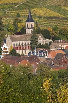 Images Dated 10th October 2010: France, Haut-Rhin, Alsace Region, Alasatian Wine Route, Ribeauville, town overview