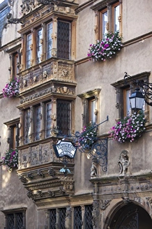 Images Dated 12th October 2010: France, Haut-Rhin, Alsace Region, Alsatian Wine Route, Colmar, Maison des Tetes, detail