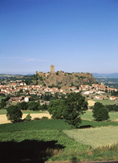 David Barnes Prints: France, Haute-Loire, Polignac, View of fortress with town