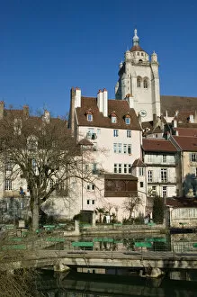 Images Dated 9th February 2005: FRANCE-Jura-DOLE: Town View with Collegiale Notre Dame Church (16th century)