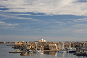 Images Dated 21st October 2010: France, Languedoc-Roussillon, Aude Department, Port-Leucate, town overview