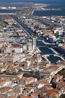 France, Languedoc-Roussillon, Herault Department, Sete, elevated city view from Mont