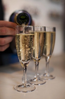 Images Dated 5th October 2010: France, Marne, Champagne Ardenne, Reims, Pommery champagne winery, champagne glasses