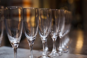 Images Dated 5th October 2010: France, Marne, Champagne Ardenne, Reims, Pommery champagne winery, champagne glasses