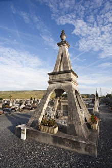 Images Dated 7th October 2010: France, Marne, Champagne Region, Damery, cemetery monument in the shape of the Eiffel