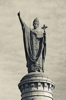Images Dated 7th October 2010: France, Marne, Champagne Region, Chatillon sure Marne, hillside statue of Pope Urban II