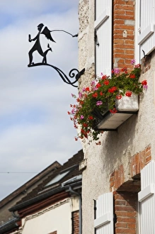 France, Marne, Champagne Region, Hautvillers, sign for wine merchant