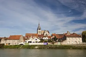 River Front Prints: France, Marne, Champagne Region, Damery, town view