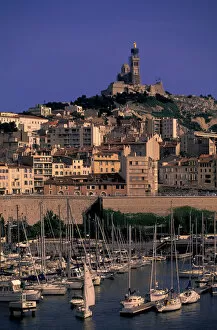 Images Dated 1st December 2005: France, Marseille, Provence. View of port and Basillica Notre Dame de la Garde