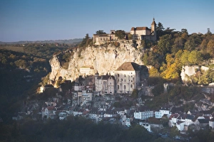 Images Dated 28th October 2010: France, Midi-Pyrenees Region, Lot Department, Rocamador, elevated town view, morning