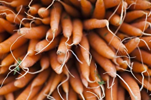 Images Dated 9th October 2010: France, Moselle, Lorraine Region, Metz, covered market, carrots