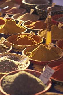 Spice Prints: France, Nice, Old Town. Morning market, herbs and spices