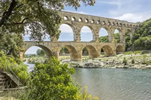 Images Dated 10th May 2015: France, Nimes, the Pont du Gard is an ancient Roman aqueduct bridge that crosses the Gardon River