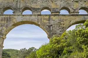 Images Dated 10th May 2015: France, Nimes, the Pont du Gard is an ancient Roman aqueduct bridge that crosses the Gardon River