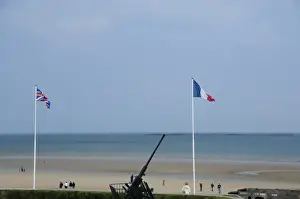 World War Ii Prints: France, Normandy, Arromanches. Famous battlefield beach on the 66th Anniversary of D-Day