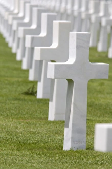 American Culture Prints: France, Normandy, Colleville-Sur-Mer. Normandy American Cemetery. White crosses mark