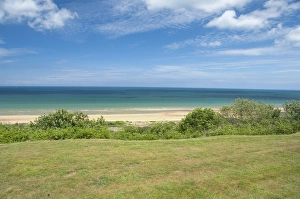 France, Normandy, Colleville-Sur-Mer. View of Omaha Beach from the Normandy American Cemetery
