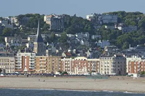Oceanfront Prints: France, Normandy, La Havre. Beachfront view of the Port of La Havre
