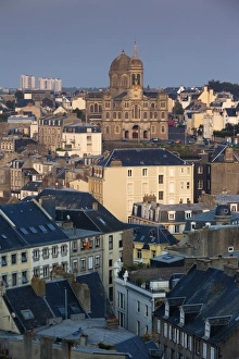 France, Normandy Region, Manche Department, Granville, elevated city view