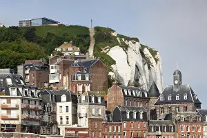 France, Normandy Region, Seine-Maritime Department, Le Treport, town view with cliffs