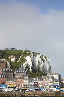 Images Dated 29th May 2012: France, Normandy Region, Seine-Maritime Department, Le Treport, town view with cliffs