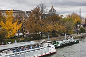 Ile De France Prints: France, Paris, Bateau Mouche tourboat by the Ile de la Cite