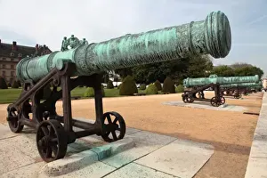 Les Invalides Prints: France. Paris. Cannons display in the entrance of Hotel de Invalides