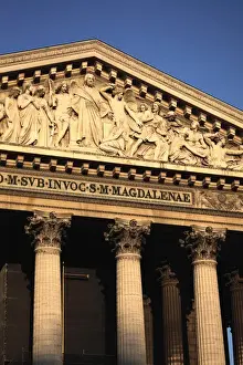 France. Paris. A closed up view of the tympanum of the Madeleine church-Eglise de