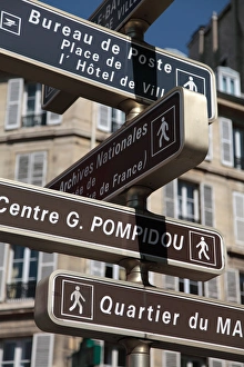 France. Paris. Direction signs on the street