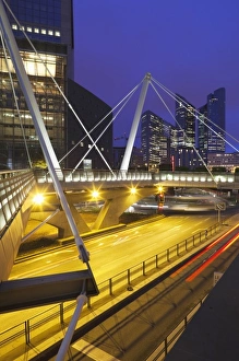 La Defense Prints: France, Paris, La Defense Area, modern office buildings, dawn