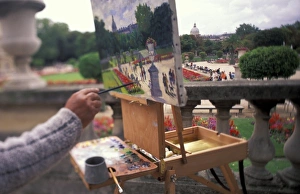 Skill Prints: France, Paris. Luxembourg Gardens, painter