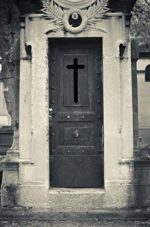 Ile De France Prints: France, Paris, Montparnasse Cemetery, cemetery detail