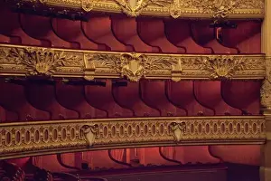Luxurious Prints: France, Paris. Partial view of balcony seating at Opera Garnier. Credit as: Bill