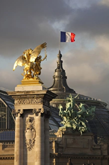 Ile De France Prints: France, Paris, detail of the Pont Alexandre III bridge