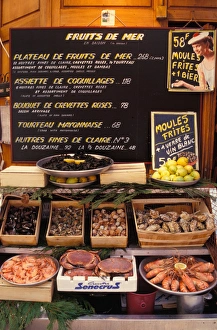 Language Prints: France, Paris, Quartier Latin. Sea food