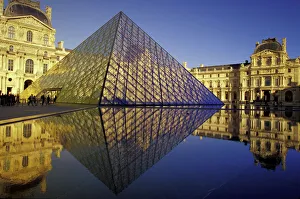 FRANCE, Paris Reflection, Pyramid. The Louvre