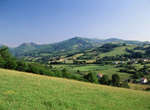 Human Prints: France, Pays-Basque, Pyrenees-Atlantiques, View of rural landscape
