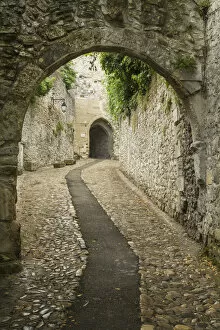 France, Provence. Ancient stone buildings and walkways in the village of Vaison du Romain
