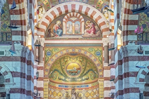 Provence Prints: France, Provence. Marseille. Notre Dame de la Garde Interior. (Editorial Use Only)