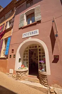 Fred J Lord Prints: France, Provence, Roussillon. Sign over entrance to pottery shop. Credit as: Fred