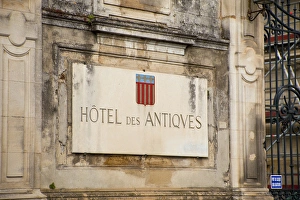 Images Dated 5th June 2009: France, Provence, St. Remy-de-Provence. Sign for Hotel des Antiques. Credit as: Fred