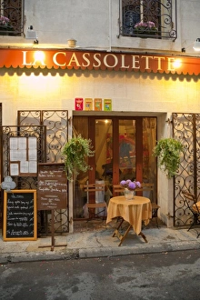 France, Provence, St. Remy-de-Provence. Exterior of restaurant at night