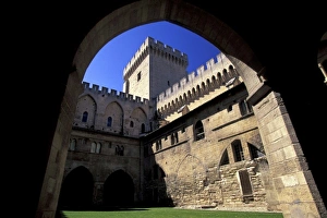 Vaucluse Prints: France, Provence, Vaucluse, Avignon. Palais des Papes, courtyard view