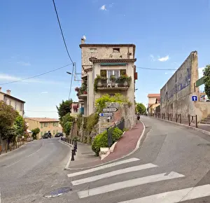 Corner Prints: France, Provence, Vence. Traditional corner building. Credit as: Fred Lord / Jaynes