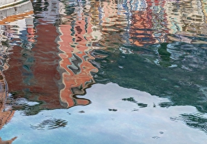 Provence Prints: France, Provence. Villefranche-sur-Mer, harbor reflections
